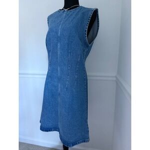 Abercrombie Fitch Denim shift Dress Sleeveless Zip Midi Blue size Large tall